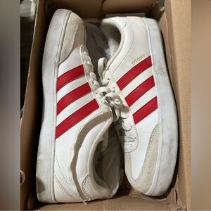 adidas White Sneakers with Red Three-Stripes